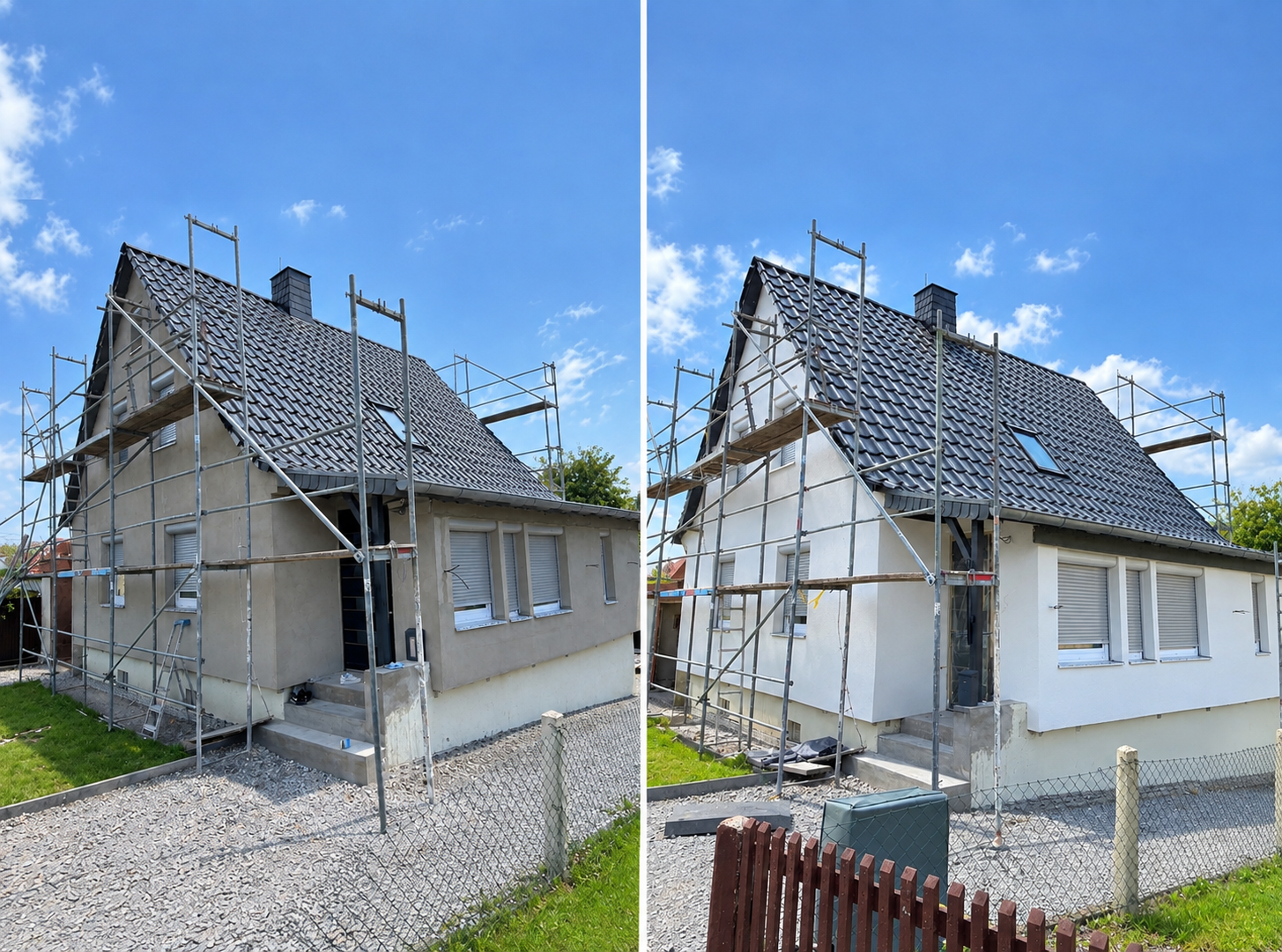 Außenputz – Einfamilienhaus verputzt und gestrichen