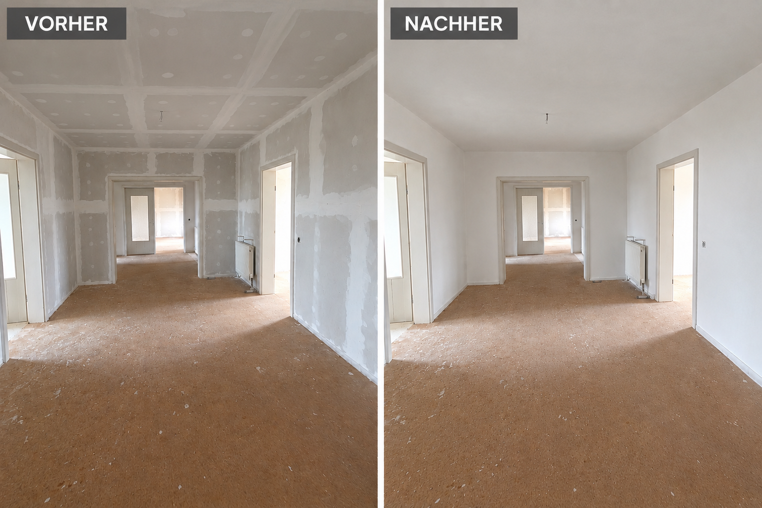 Trockenbau – Wände und Decken verspachtelt